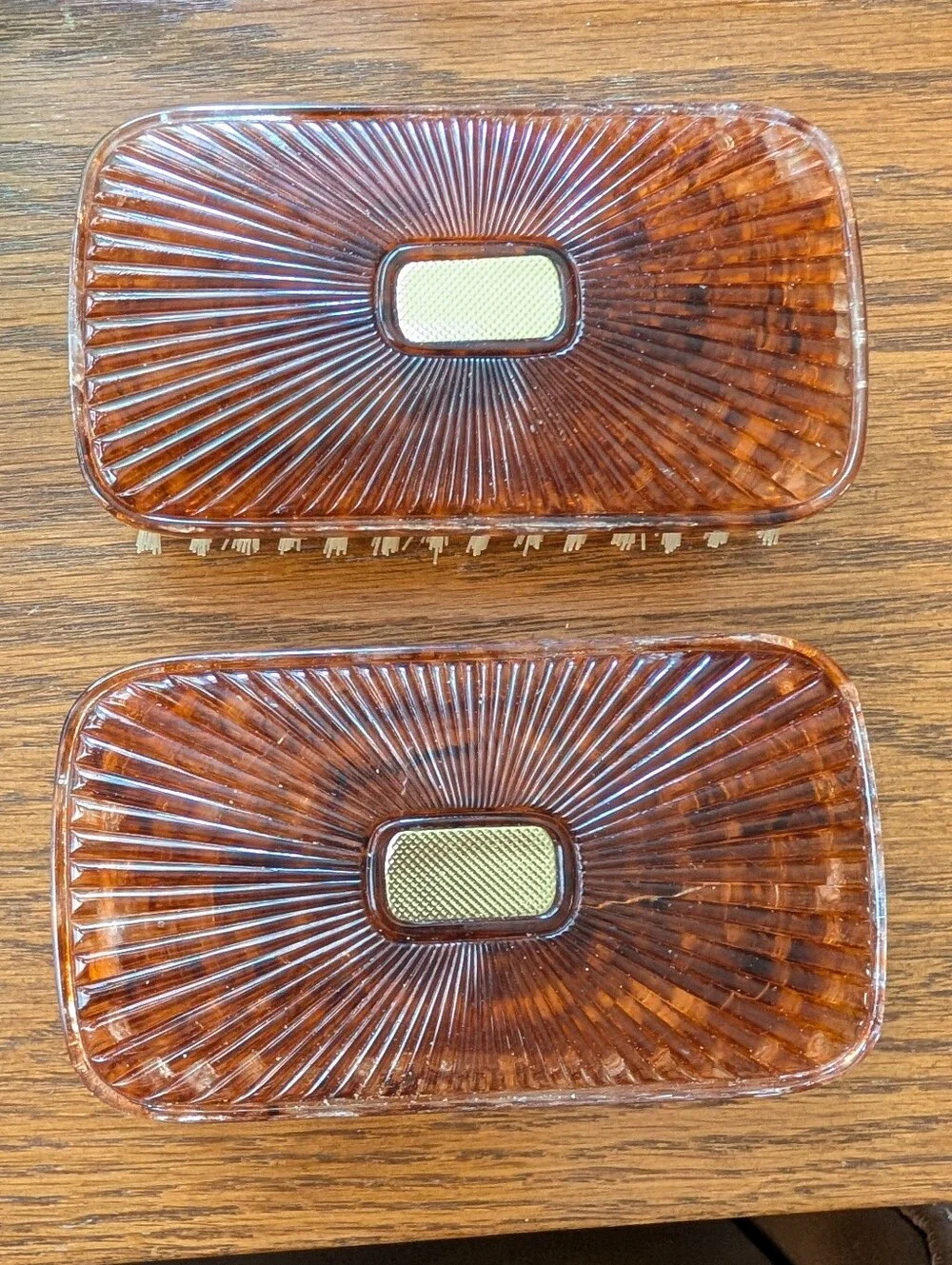 Vintage Dresser Amber Plastic Hair Brush Set
